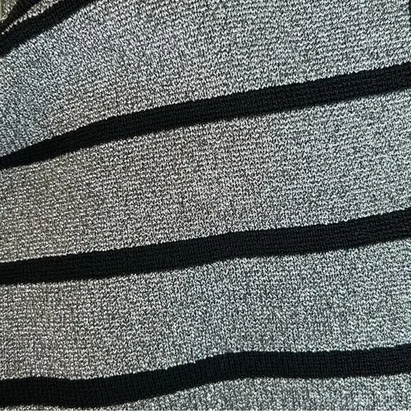 Eci Nee York Black Silver Metallic Sparkle Striped Knit Sleeveless Dress Sz M - Picture 13 of 13